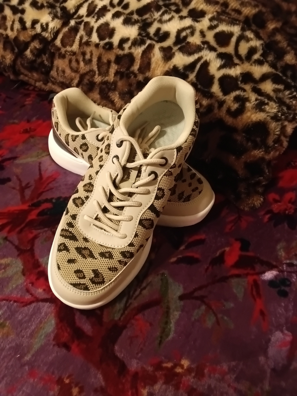 Leopard Print Women’s Casual Sneakers - Beige